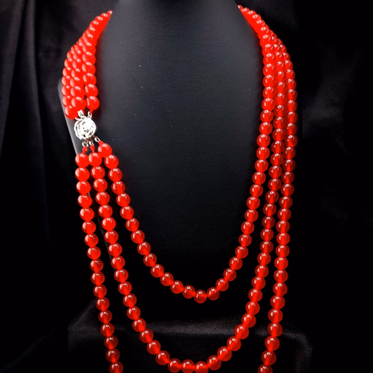 Chuỗi Vòng Cổ Mã Não Đỏ Ba Tầng - Thắng Giang - Ảnh 5