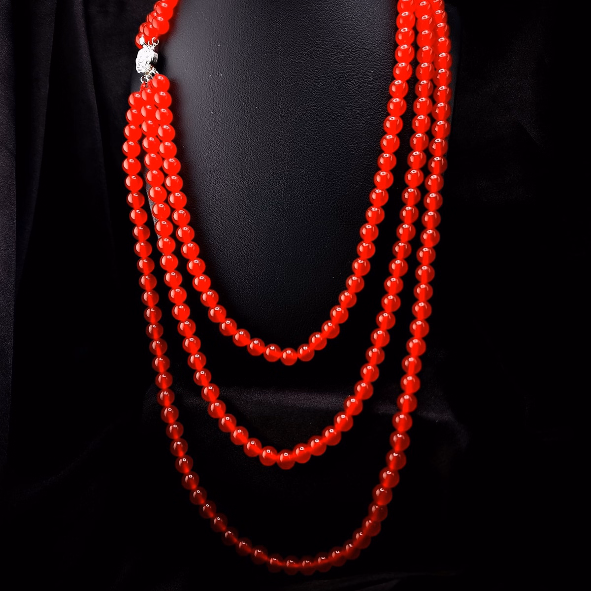 Chuỗi Vòng Cổ Mã Não Đỏ Ba Tầng - Thắng Giang