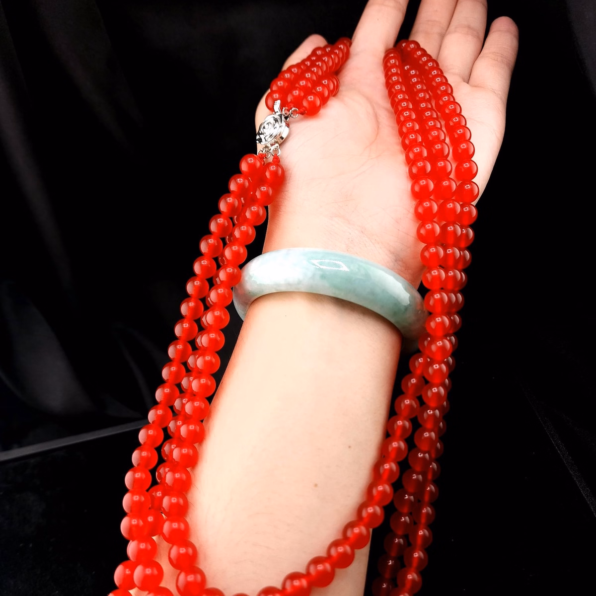 Chuỗi Vòng Cổ Mã Não Đỏ Ba Tầng - Thắng Giang - Ảnh 7