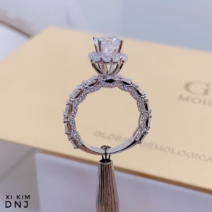Nhẫn Bạc Ý Xi Bạch Kim Cao Cấp Gắn Kim Cương Moissanite Tặng Kèm Kiểm Định Quốc Tế - Thắng Giang