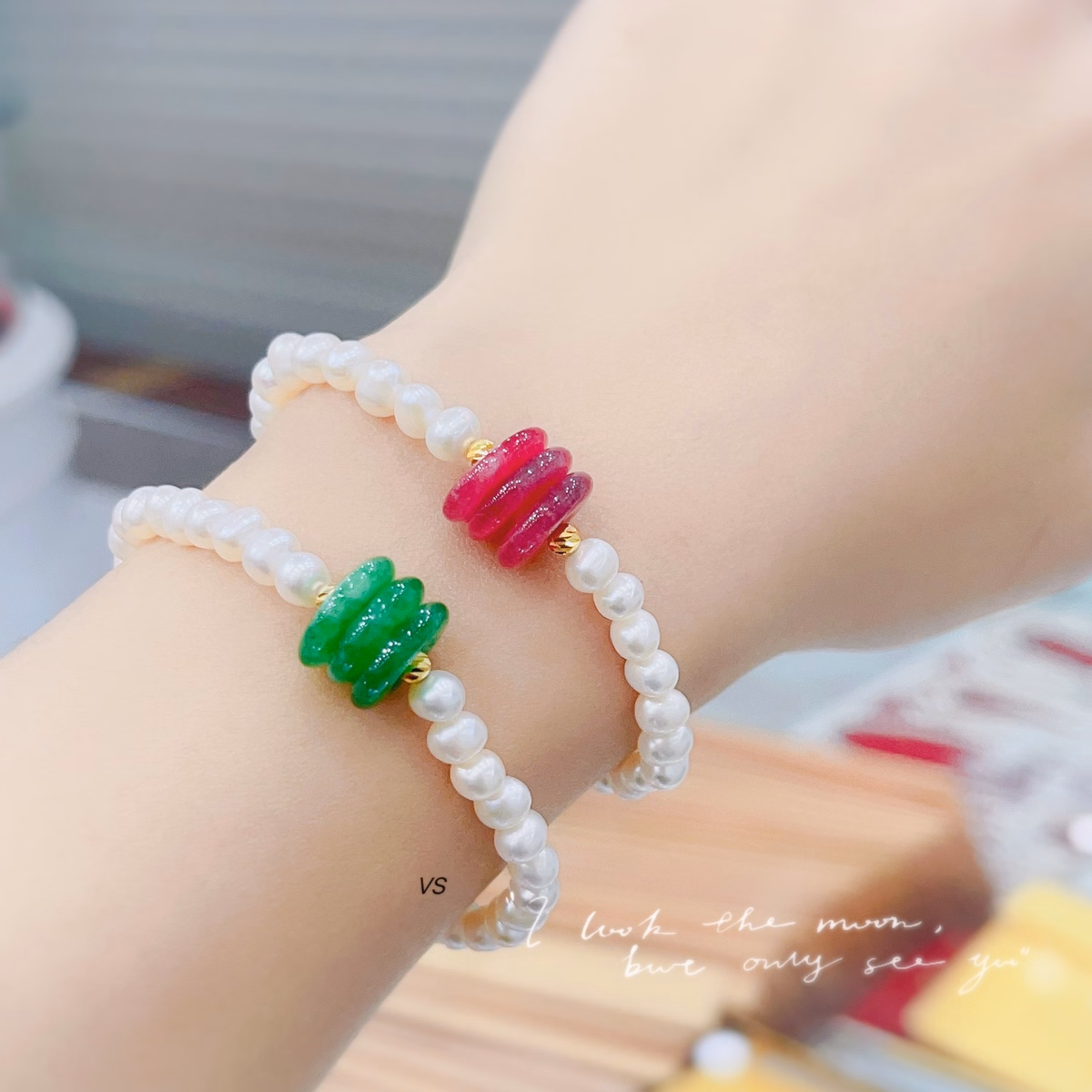 Vòng Tay Ngọc Trai Nuôi Nước Ngọt Thiên Nhiên Phối Tam Điếu Ngọc Cẩm Thạch - Thắng Giang