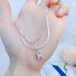 Kiềng Cổ Mềm Bạc Italy Cao Cấp Mặt Chữ H Có Thẻ Hóa Đơn - Thắng Giang