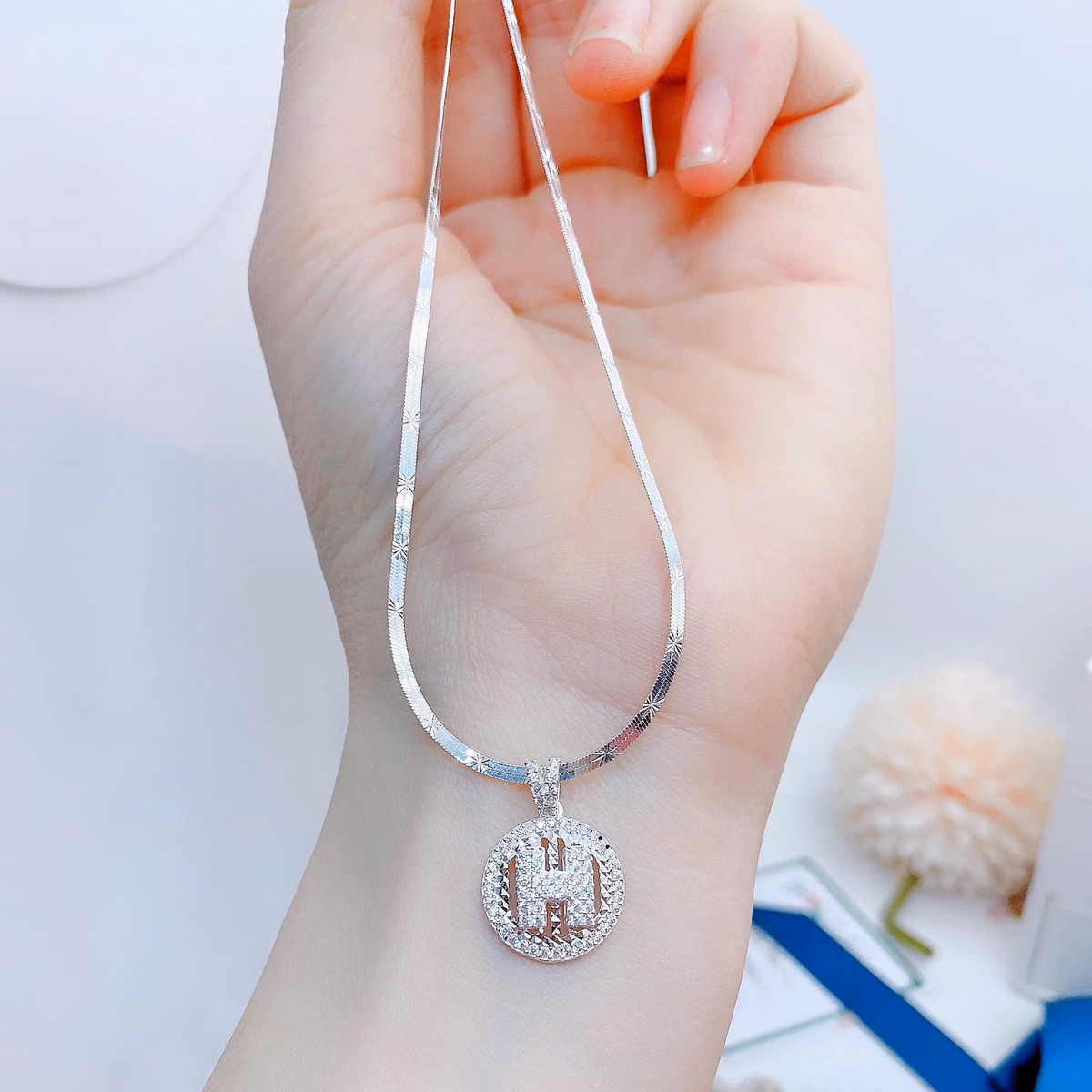 Kiềng Cổ Mềm Bạc Italy Cao Cấp Mặt Chữ H Có Thẻ Hóa Đơn - Thắng Giang - Ảnh 3