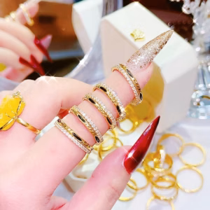 Nhẫn Lông Voi Đính Dải Đá Vàng Tây 10 Kara - Thắng Giang