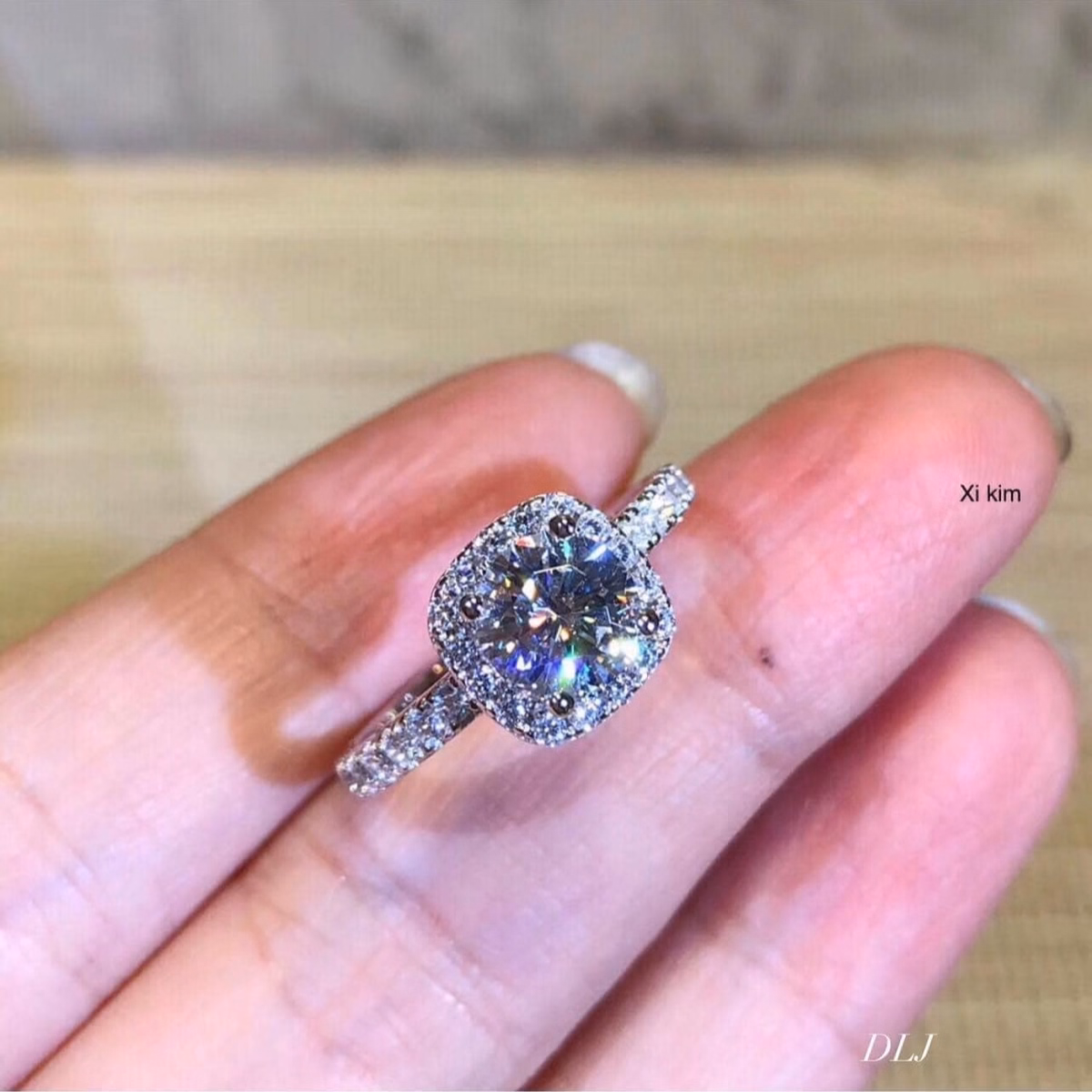 Nhẫn Mặt Vuông Xi Bạch Kim Gắn Kim Cương Moissanite Tặng Kèm Kiểm Định Quốc Tế - Thắng Giang - Ảnh 5