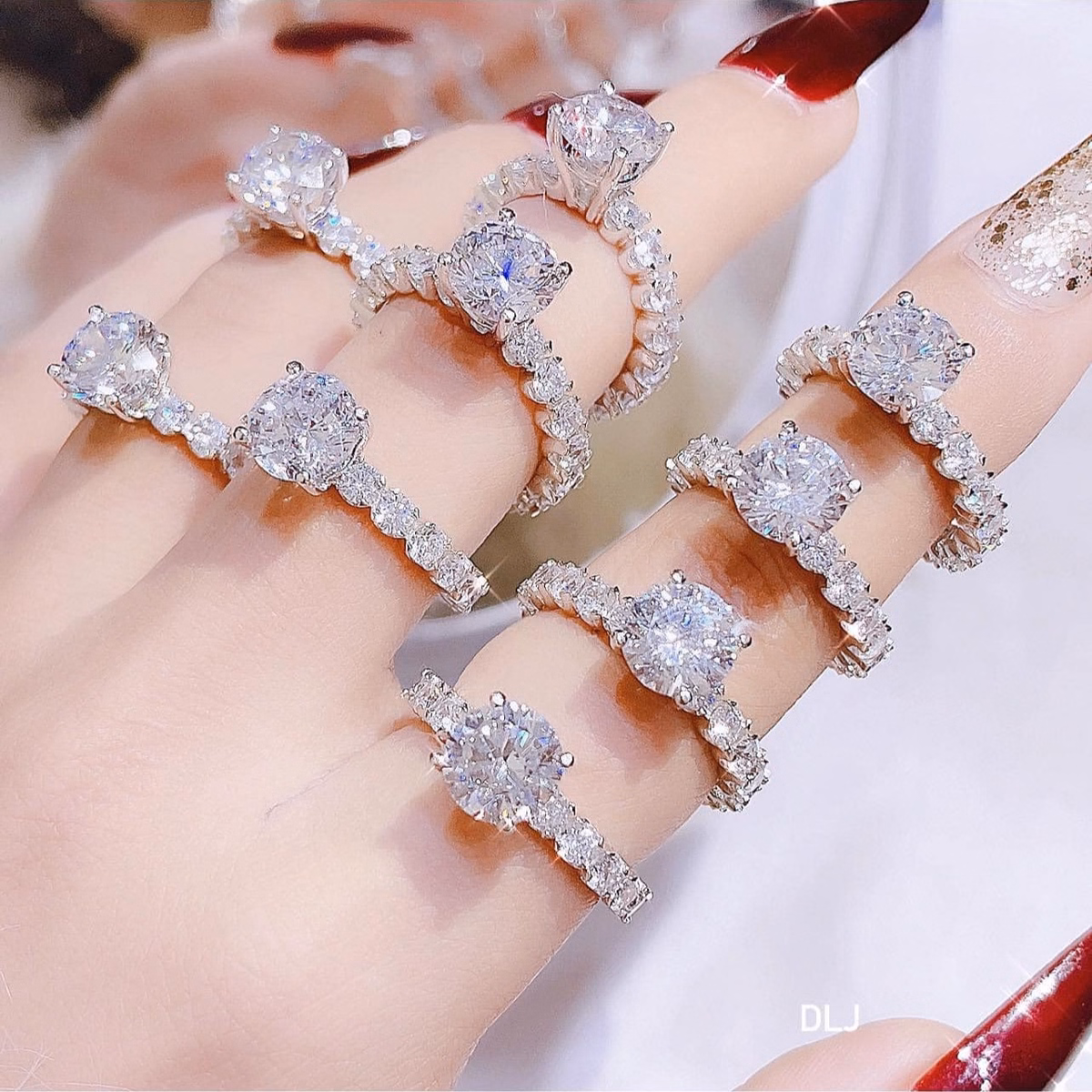 Nhẫn Đính Đá Bạc Xi Bạch Kim Gắn Kim Cương Moissanite Tặng Kèm Kiểm Định Quốc Tế - Thắng Giang