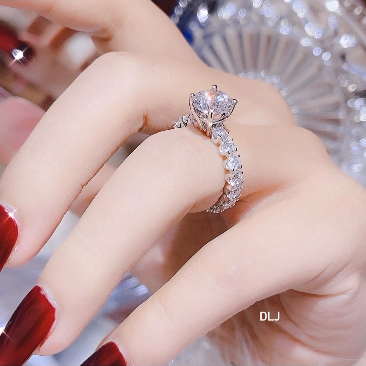 Nhẫn Đính Đá Bạc Xi Bạch Kim Gắn Kim Cương Moissanite Tặng Kèm Kiểm Định Quốc Tế - Thắng Giang - Ảnh 4