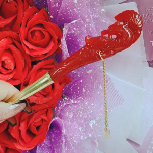 Trâm Phượng Ngọc Cẩm Thạch Huyết Thiên Nhiên Bọc Bạc Xi Vàng 24 Kara - Thắng Giang