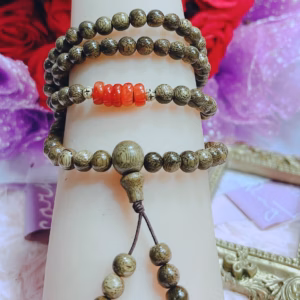 Vòng Tay Trầm Hương Phối Ngũ Điếu Ngọc Cẩm Thạch Huyết Thiên Nhiên - Thắng Giang