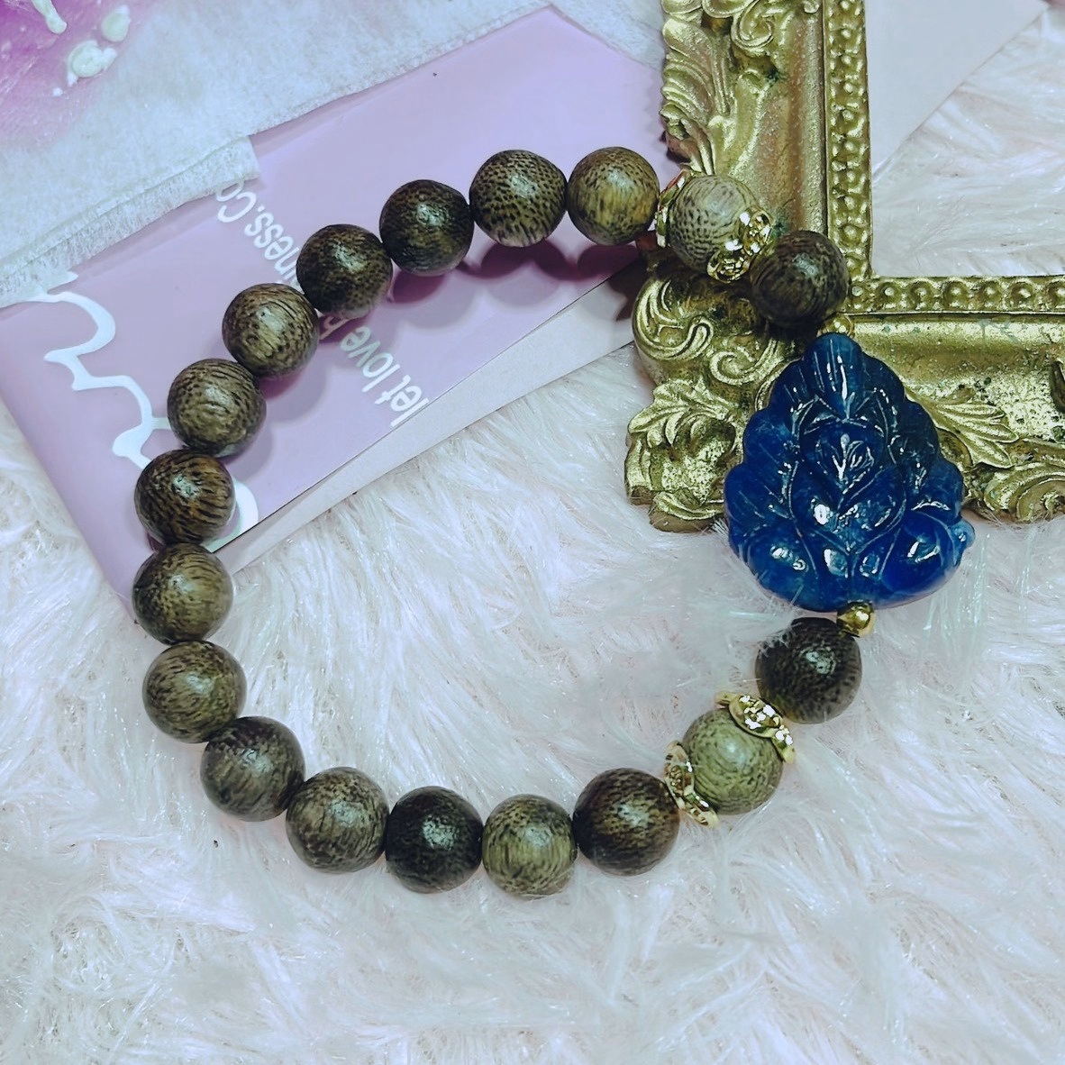 Vòng Tay Trầm Hương Tốc Phối Hồ Ly Chúa Đá Thiên Thanh Thiên Nhiên - Thắng Giang