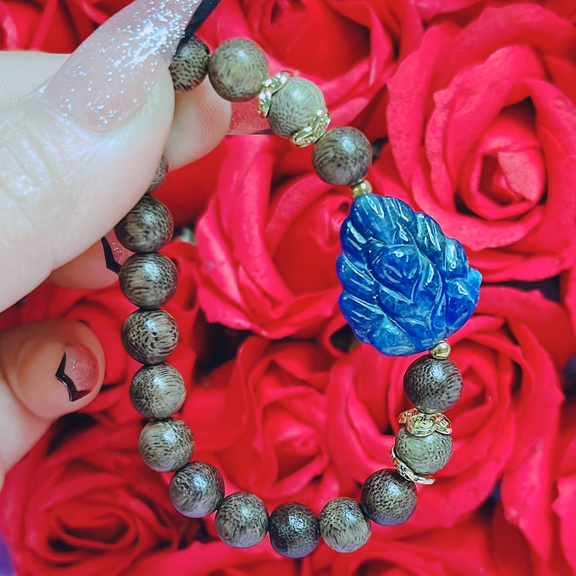 Vòng Tay Trầm Hương Tốc Phối Hồ Ly Chúa Đá Thiên Thanh Thiên Nhiên - Thắng Giang - Ảnh 2