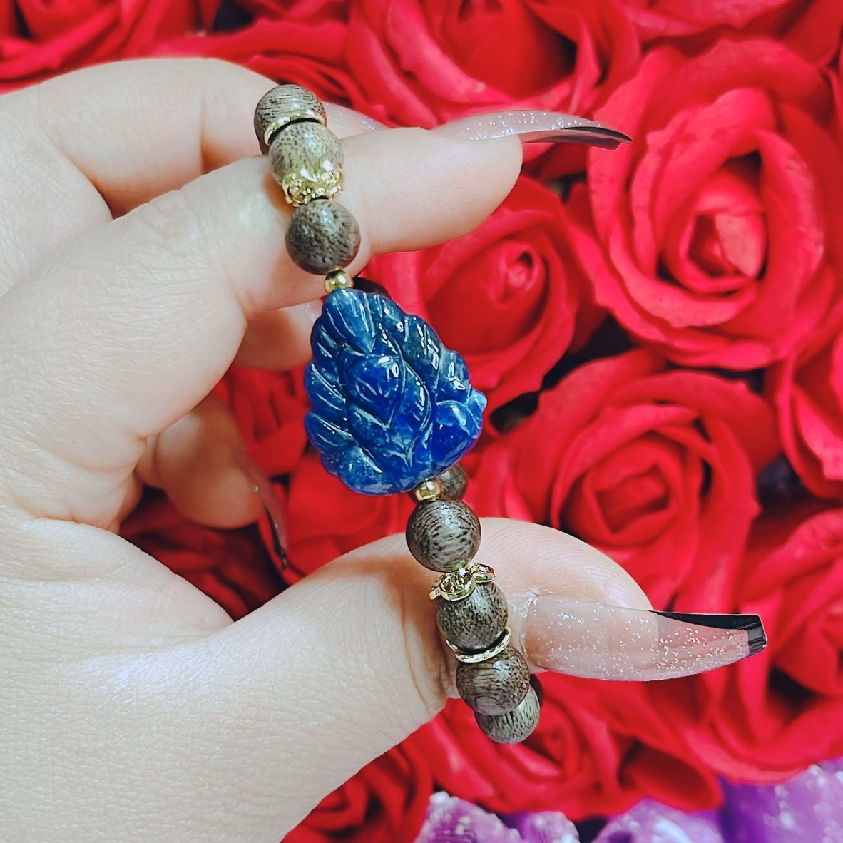 Vòng Tay Trầm Hương Tốc Phối Hồ Ly Chúa Đá Thiên Thanh Thiên Nhiên - Thắng Giang - Ảnh 3