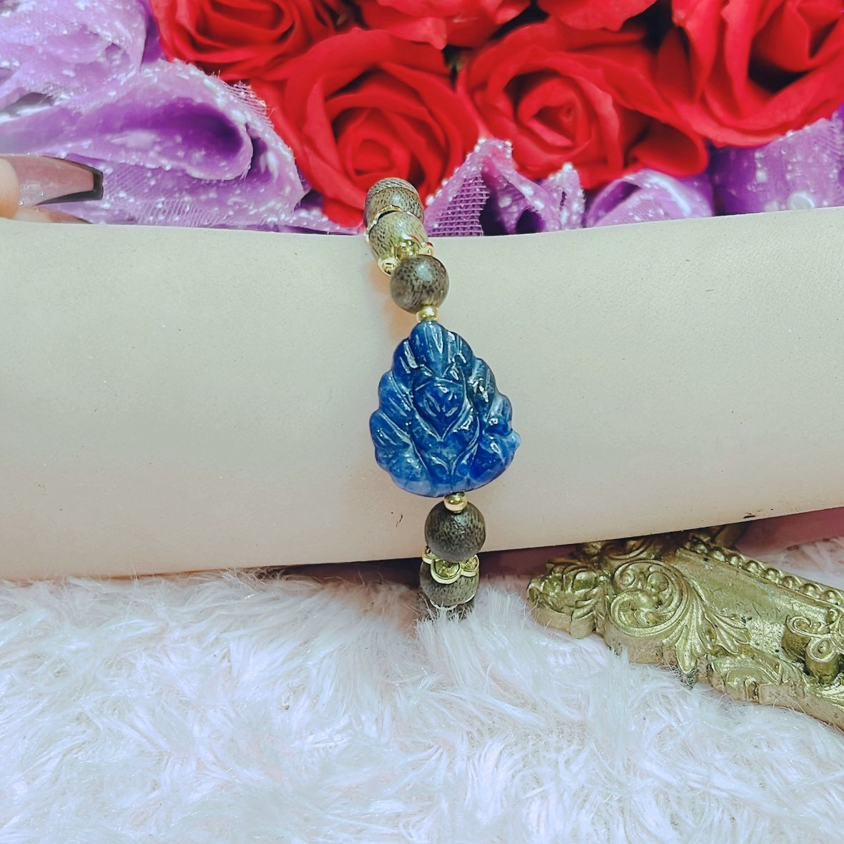 Vòng Tay Trầm Hương Tốc Phối Hồ Ly Chúa Đá Thiên Thanh Thiên Nhiên - Thắng Giang - Ảnh 5