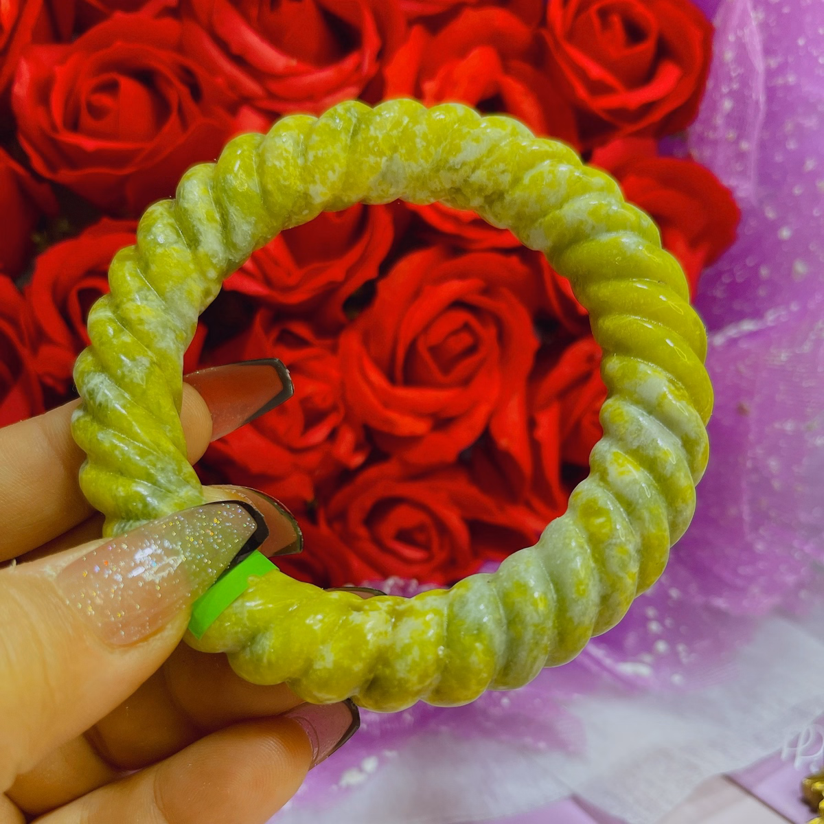 Vòng Tay Đá Serpentine Thiên Nhiên Dáng Xoắn - Thắng Giang - Ảnh 3