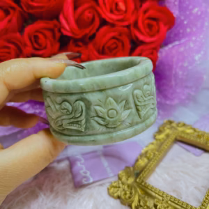 Vòng Tay Đá Serpentine Trạm Khắc Song Song Thiên Nhiên - Thắng Giang