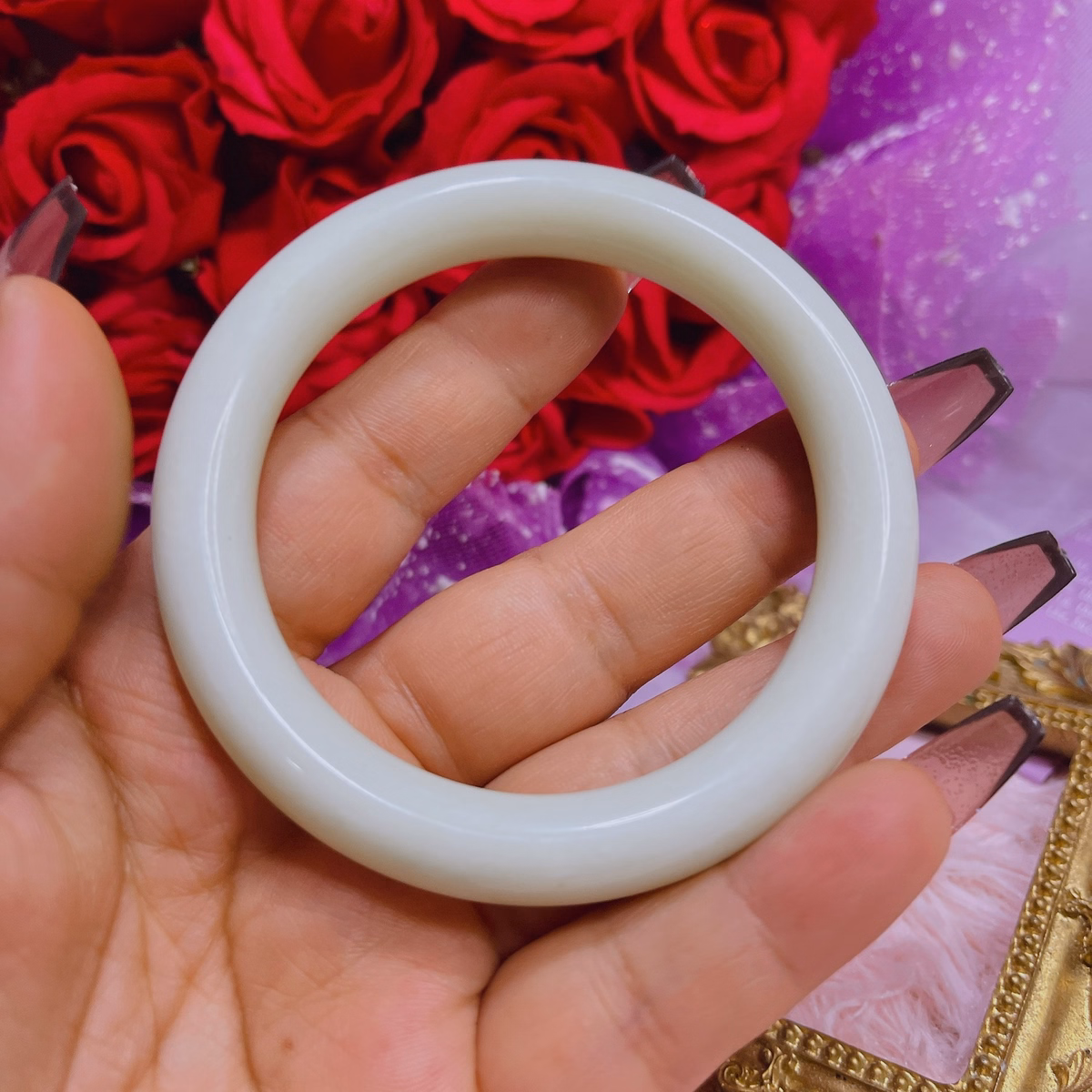 Vòng Tay Đá Serpentine Trắng Thiên Nhiên Nhiên - Thắng Giang - Ảnh 4