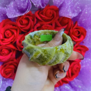 Vòng Tay Đá Serpentine Vàng Bản 30 Ly Thiên Nhiên - Thắng Giang