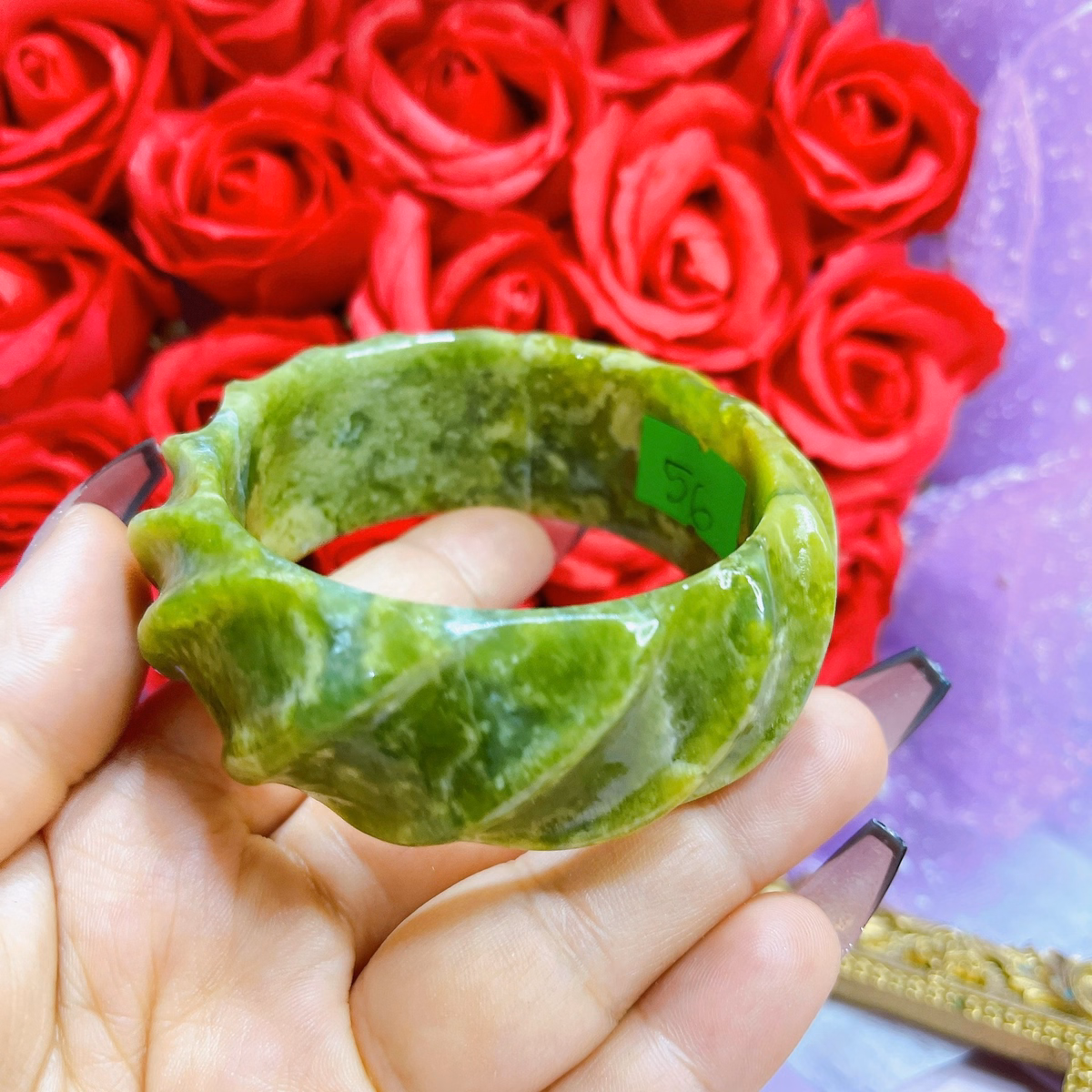 Vòng Tay Đá Serpentine Vàng Bản 30 Ly Thiên Nhiên - Thắng Giang - Ảnh 7