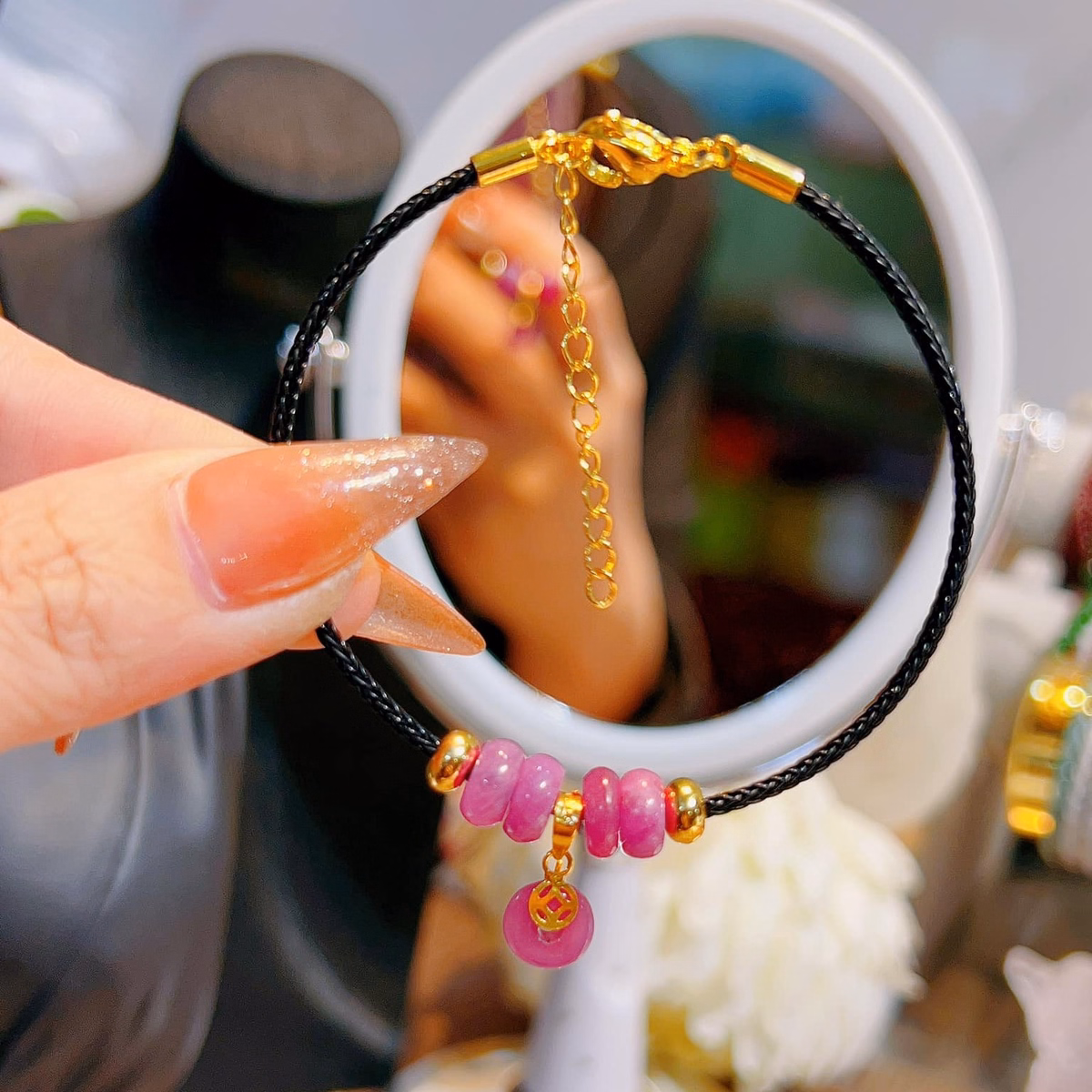 Vòng Tay Ngũ Điếu Ngọc Thiên Nhiên Bọc Vàng Tây 10 Kara - Thắng Giang - Ảnh 10