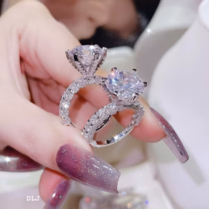 Nhẫn Bạc Ý Xi Bạch Kim Đính Kim Cương Moissanite Tặng Kèm Kiểm Định Quốc Tế - Thắng Giang