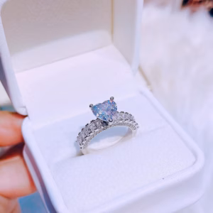 Nhẫn Tim Đính Đá Bạc Ý Xi Bạch Kim Cao Cấp - Thắng Giang