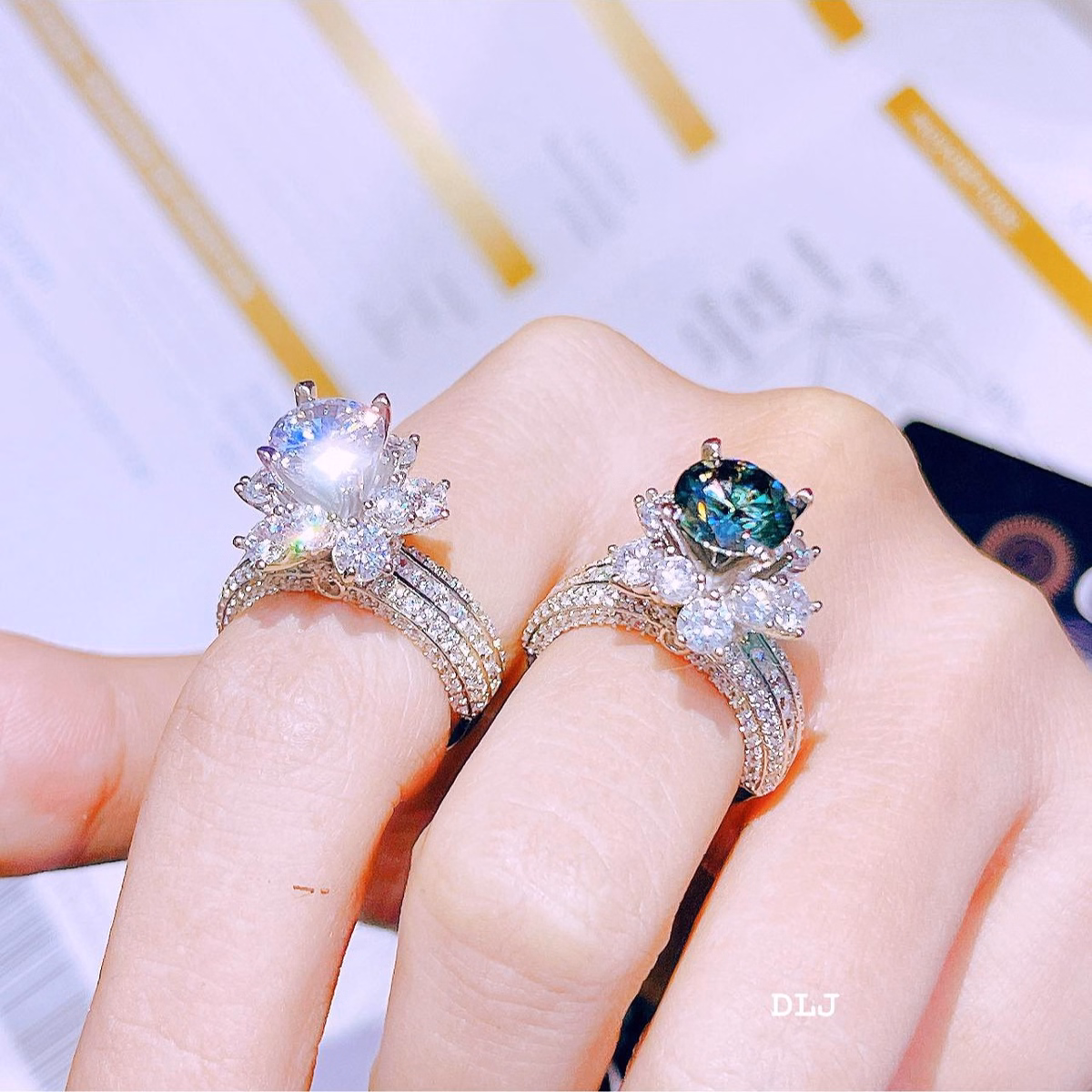Nhẫn Hoa Bạc Ý Xi Bạch Kim Gắn Kim Cương Moissanite 8 Ly Tặng Kèm Kiểm Định Quốc Tế - Thắng Giang - Ảnh 3