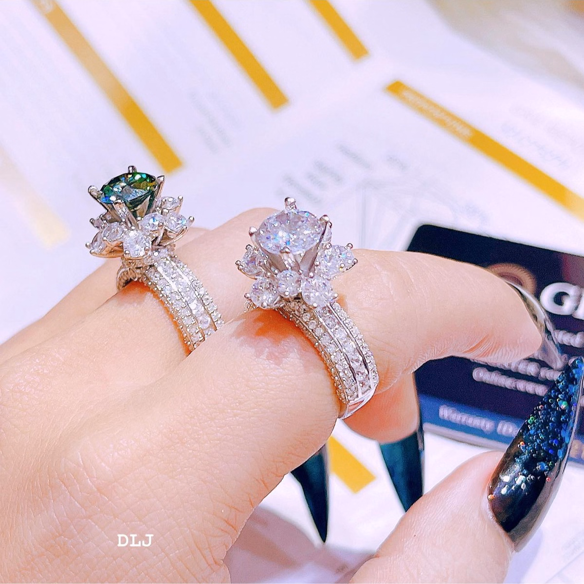 Nhẫn Hoa Bạc Ý Xi Bạch Kim Gắn Kim Cương Moissanite 8 Ly Tặng Kèm Kiểm Định Quốc Tế - Thắng Giang - Ảnh 4