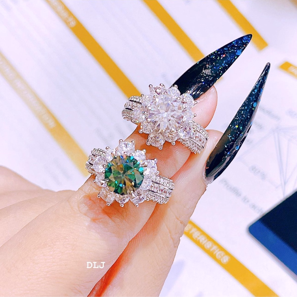 Nhẫn Hoa Bạc Ý Xi Bạch Kim Gắn Kim Cương Moissanite 8 Ly Tặng Kèm Kiểm Định Quốc Tế - Thắng Giang - Ảnh 5