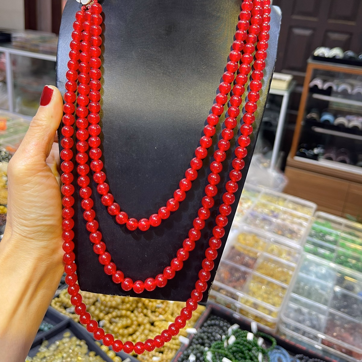 Vòng Cổ Mã Não Ba Tầng Khóa Hoa Xà Cừ - Thắng Giang - Ảnh 2