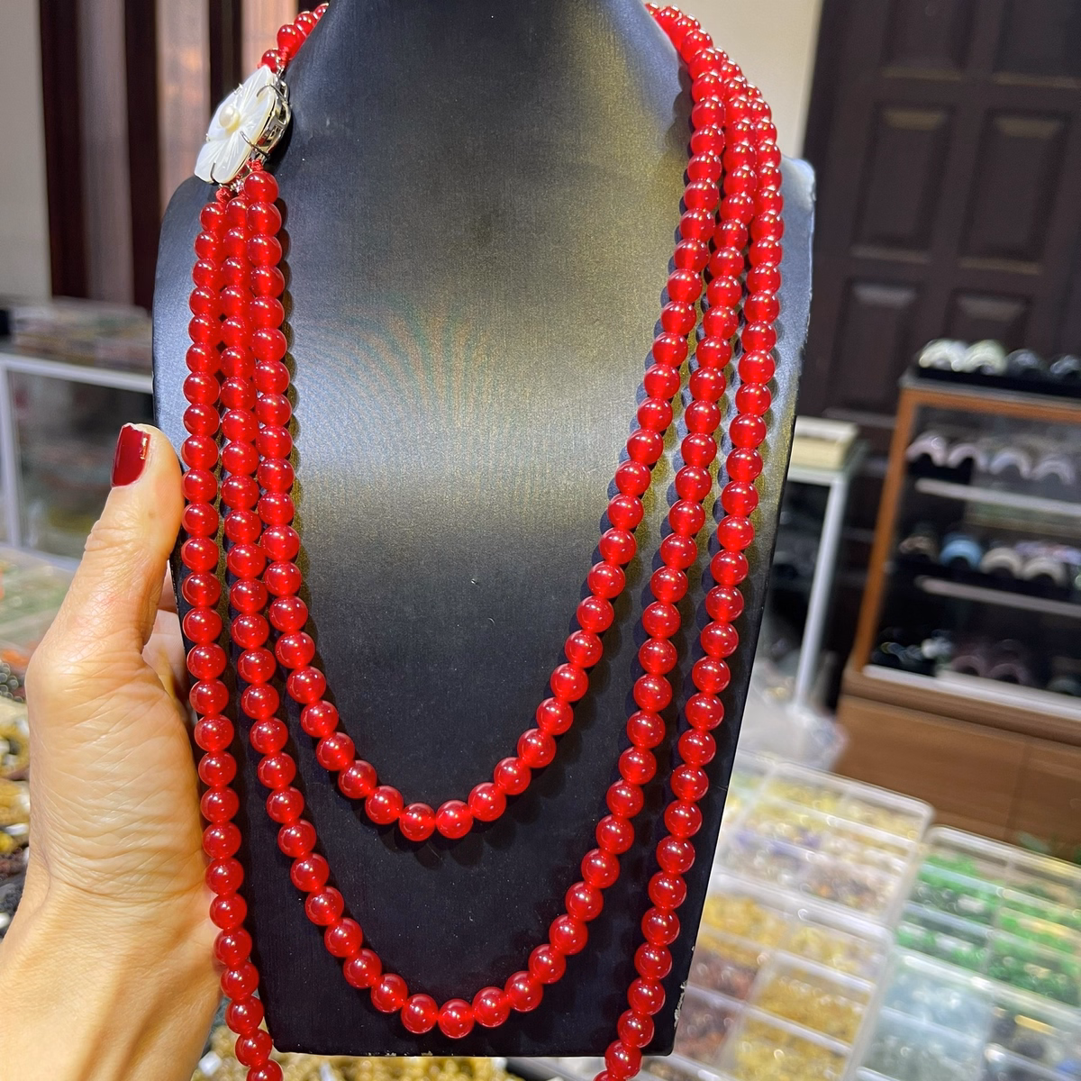 Vòng Cổ Mã Não Ba Tầng Khóa Hoa Xà Cừ - Thắng Giang - Ảnh 3