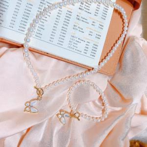 Bộ Trang Sức Ngọc Trai Nuôi Nước Ngọt Thiên Nhiên Khóa Bướm - Thắng Giang