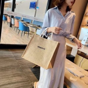 Túi Cói Nữ In Chữ Merci Sang Chảnh Kt16 - Jinbbq