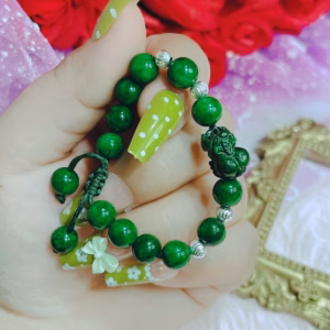 Vòng Tay Tì Hưu Ngọc Cẩm Thạch Sơn Thủy Thiên Nhiên Phối Bi Bạc Ta Cao Cấp - Thắng Giang