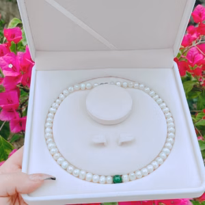 Dây Chuyền Ngọc Trai Nuôi Nước Ngọt Thiên Nhiên Phối Hạt Ngọc Tặng Kèm Hộp - Thắng Giang