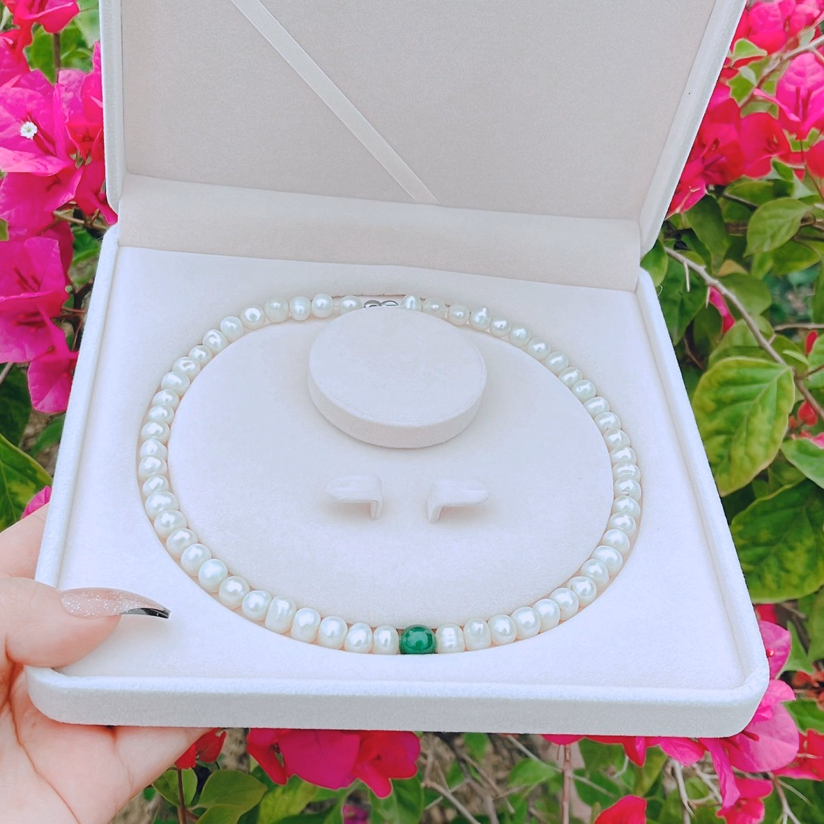 Dây Chuyền Ngọc Trai Nuôi Nước Ngọt Thiên Nhiên Phối Hạt Ngọc Tặng Kèm Hộp - Thắng Giang - Ảnh 3