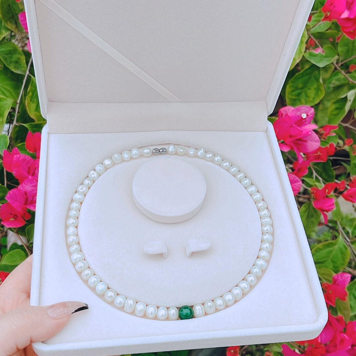 Dây Chuyền Ngọc Trai Nuôi Nước Ngọt Thiên Nhiên Phối Hạt Ngọc Tặng Kèm Hộp - Thắng Giang - Ảnh 5