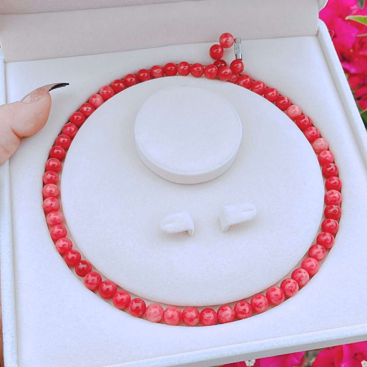 Dây Chuyền Thạch Anh Hồng 8 Ly Tặng Kèm Hộp - Thắng Giang