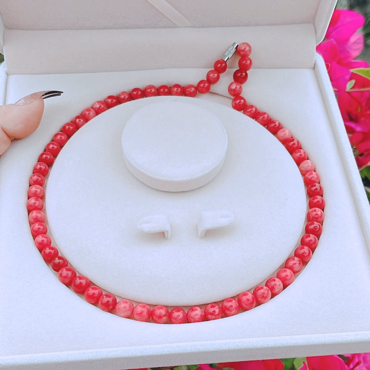 Dây Chuyền Thạch Anh Hồng 8 Ly Tặng Kèm Hộp - Thắng Giang - Ảnh 2