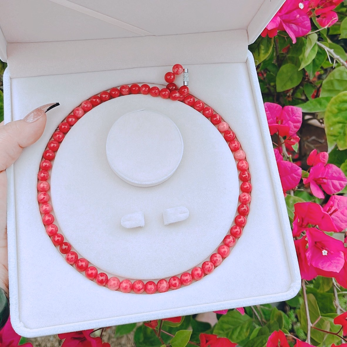 Dây Chuyền Thạch Anh Hồng 8 Ly Tặng Kèm Hộp - Thắng Giang - Ảnh 3