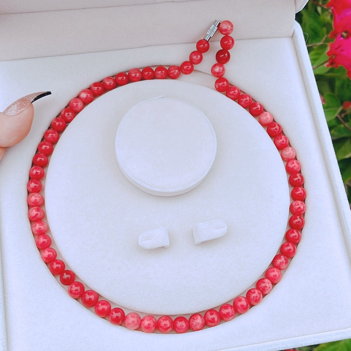 Dây Chuyền Thạch Anh Hồng 8 Ly Tặng Kèm Hộp - Thắng Giang - Ảnh 4