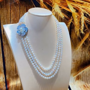 Vòng Cổ Ngọc Trai Nuôi Nước Ngọt Thiên Nhiên Ba Tầng Đeo Ba Kiểu - Thắng Giang