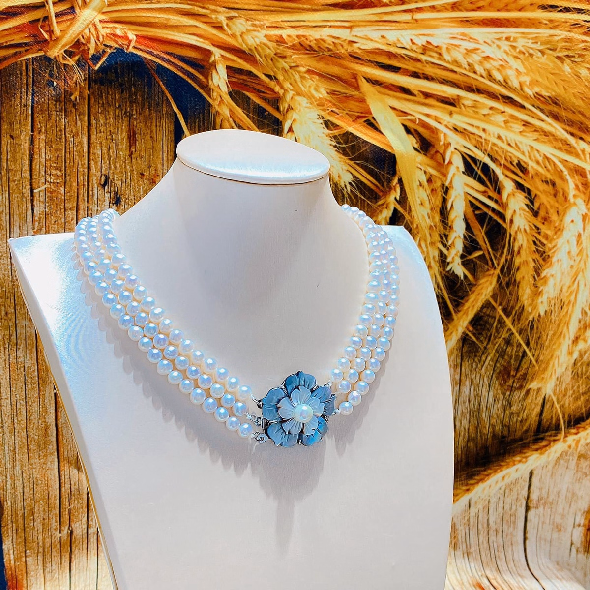 Vòng Cổ Ngọc Trai Nuôi Nước Ngọt Thiên Nhiên Ba Tầng Đeo Ba Kiểu - Thắng Giang - Ảnh 2