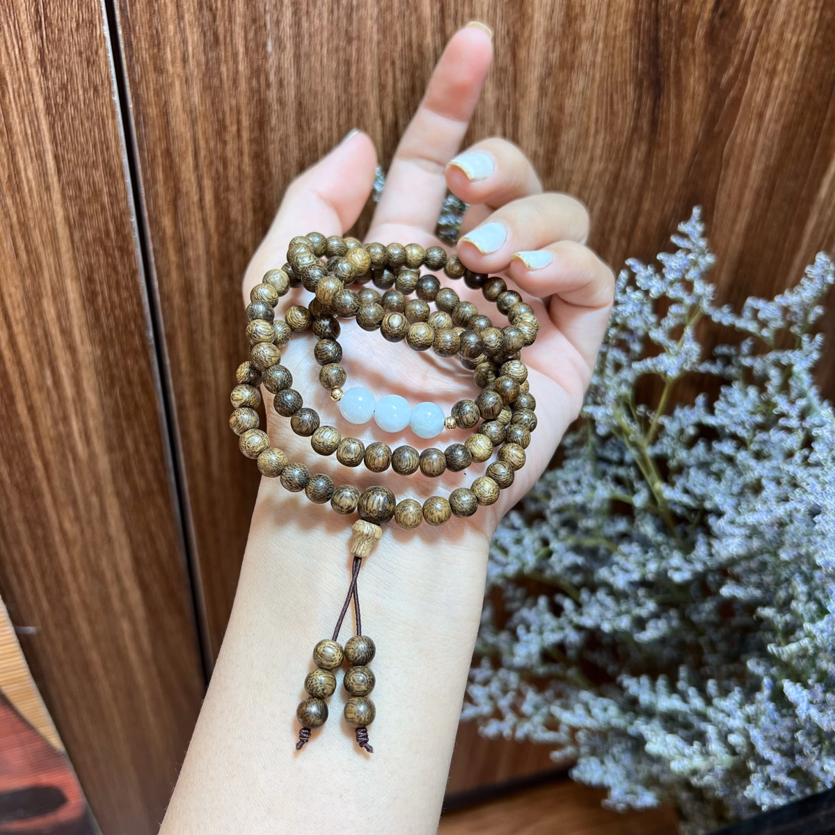 Vòng Tay Trầm Hương Tốc Thiên Nhiên Phối Ngọc Cẩm Thạch Thiên Nhiên Tuyp A - Thắng Giang - Ảnh 2