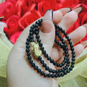 Vòng Tay Thạch Anh Tóc Đen Thiên Nhiên Phối Charm Tì Hưu Bạc Ta Xi Vàng 24Kara - Thắng Giang