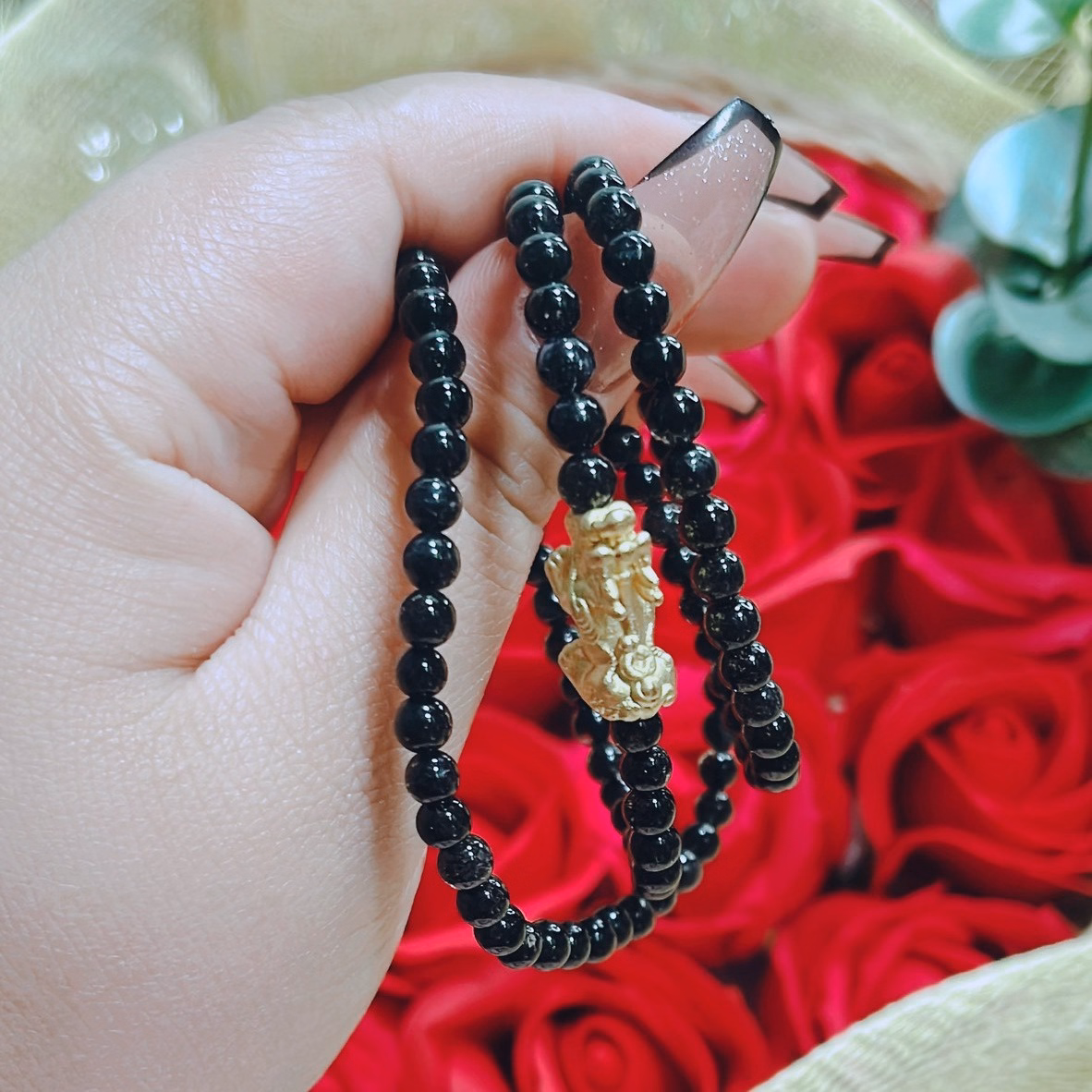 Vòng Tay Thạch Anh Tóc Đen Thiên Nhiên Phối Charm Tì Hưu Bạc Ta Xi Vàng 24Kara - Thắng Giang - Ảnh 5