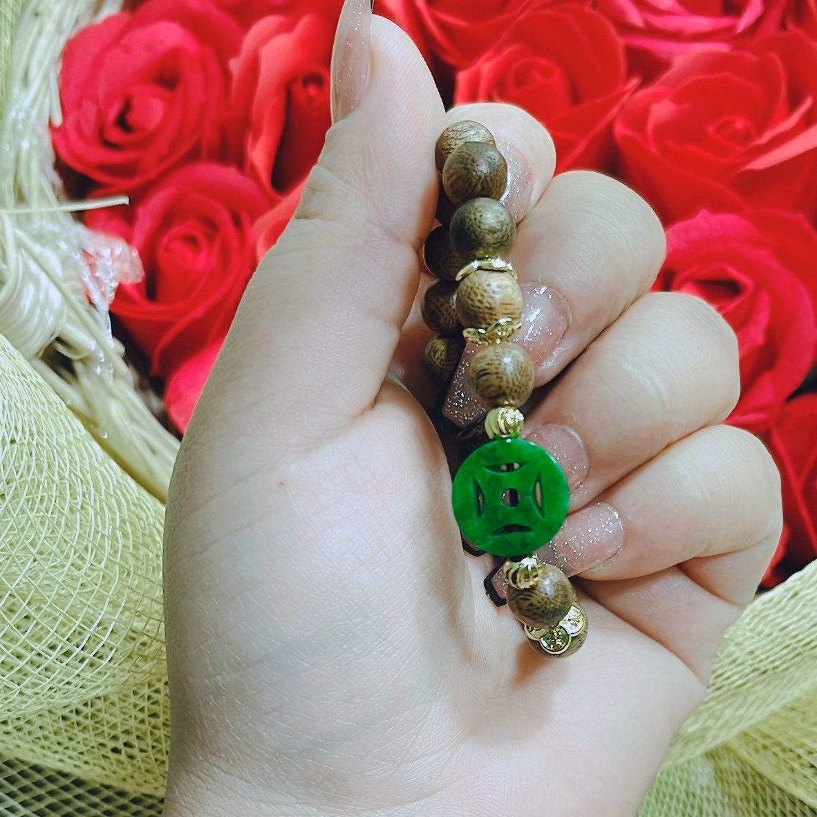 Vòng Tay Trầm Hương Tốc Phối Xu Cẩm Thạch Sơn Thủy Thiên Nhiên - Thắng Giang - Ảnh 6