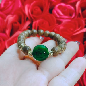 Vòng Tay Trầm Hương Tốc Phối Xu Cẩm Thạch Sơn Thủy Thiên Nhiên - Thắng Giang