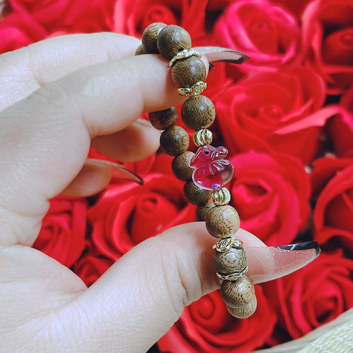 Vòng Tay Trầm Hương Tốc Phối Túi Tiền Thạch Anh Tím Thiên Nhiên - Thắng Giang - Ảnh 2