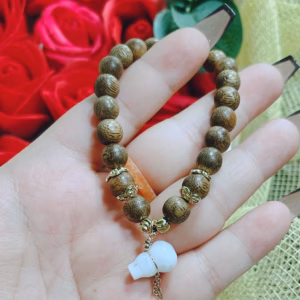 Vòng Tay Trầm Hương Tốc Phối Hồ Lô Ngọc Cẩm Thạch Thiên Nhiên Tuýp A - Thắng Giang