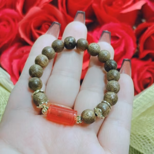 Vòng Tay Trầm Hương Tốc Thiên Nhiên Phối Lu Thống Ngọc Cẩm Thạch Huyết - Thắng Giang